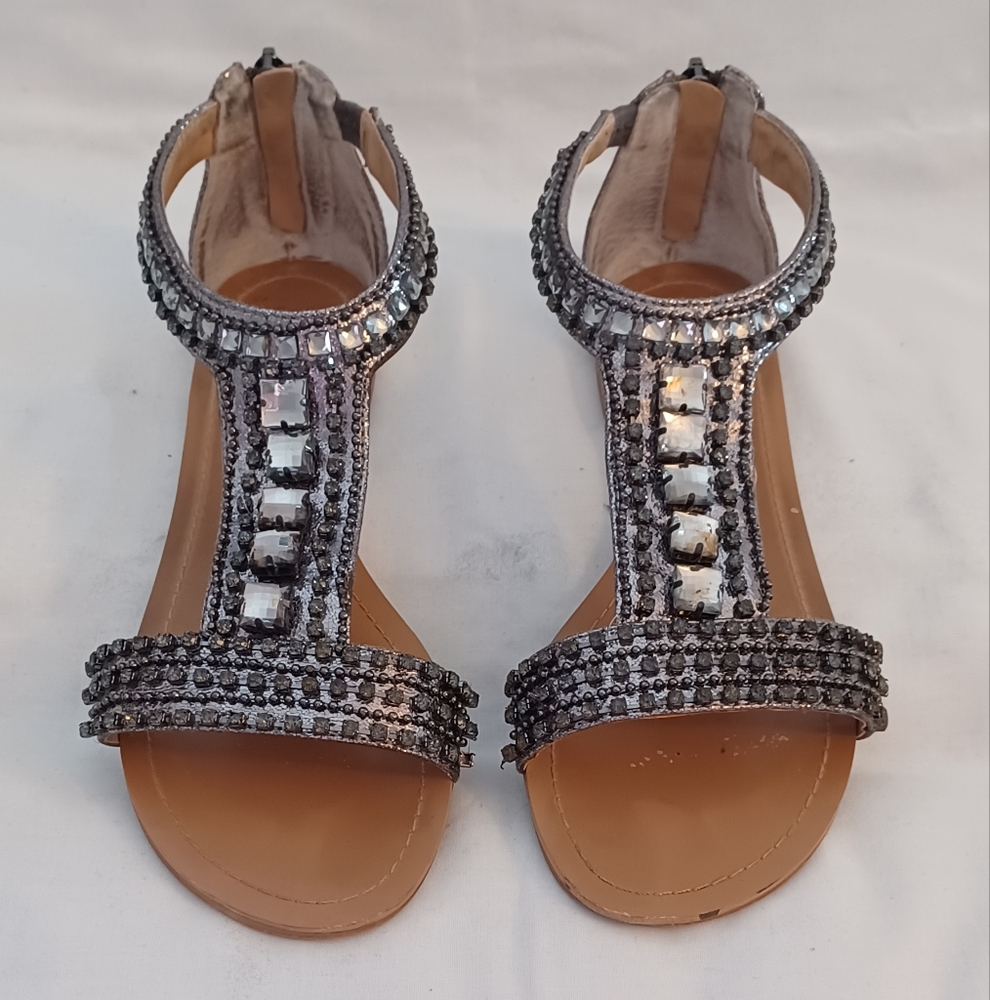Express Gray & Siliver Sandals with Studs Size7